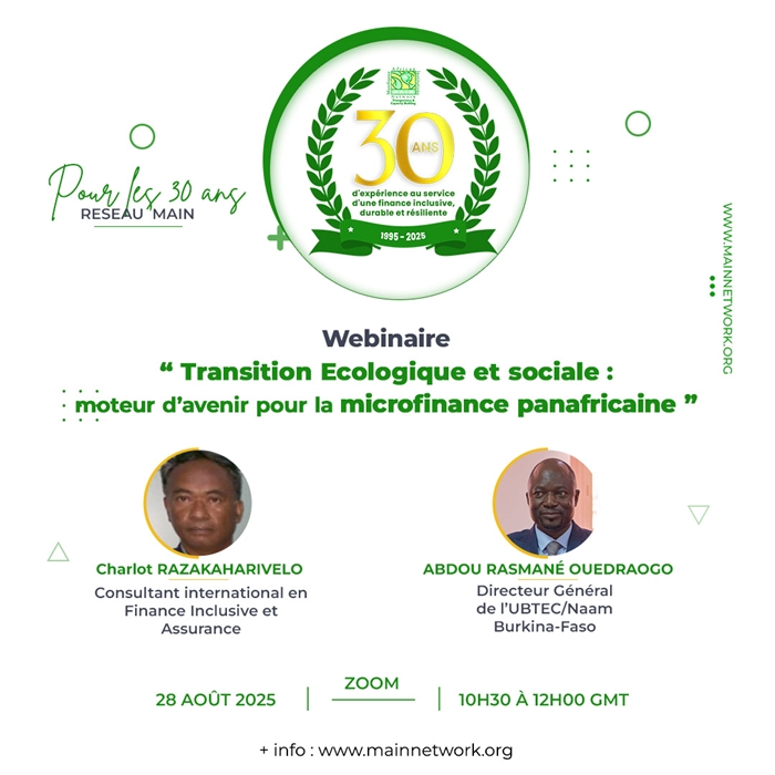 Webinaire sur la Transition Ecologique et Sociale : moteur d’avenir pour la microfinance panafricaine ».