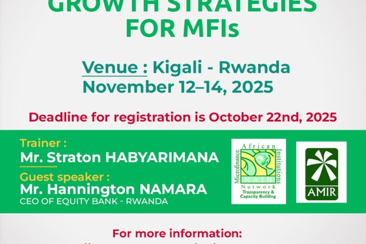 Training on : GROWTH STRATEGIES FOR MICROFINANCE INSTITUTIONS