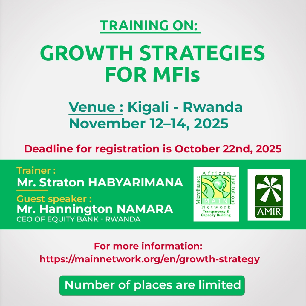 Training on : GROWTH STRATEGIES FOR MICROFINANCE INSTITUTIONS